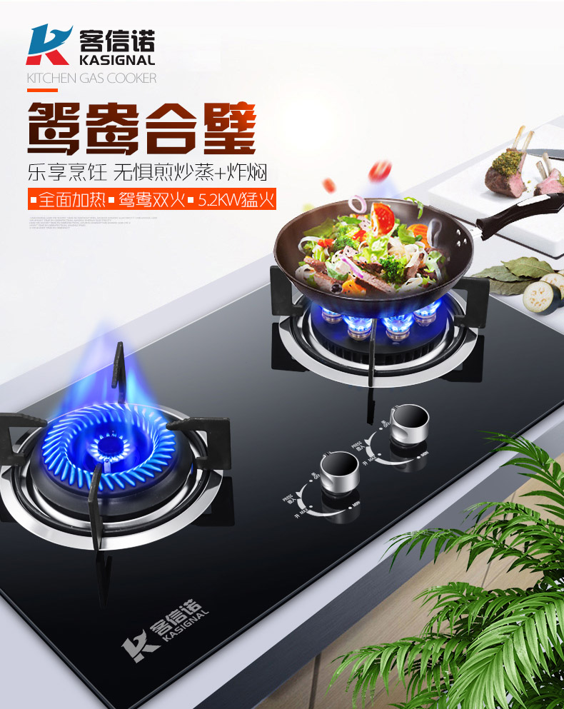 鸳鸯双炉头燃气灶