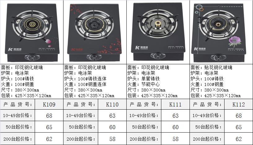 煤气灶厂家报价